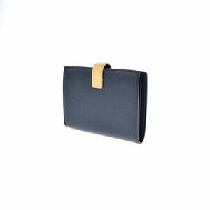 Celine Leather Navy fold Blue Calfskin Bi Strap Beige Wallet